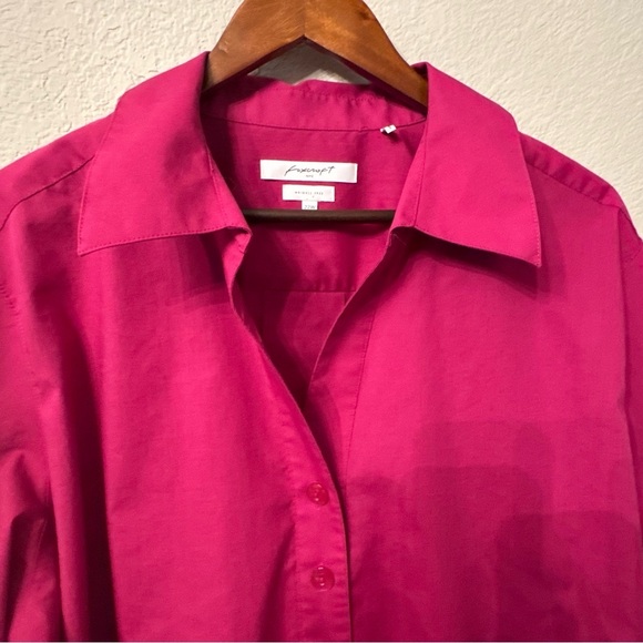 Women's Foxcroft Magenta Collared Button Front Blouse - Picture 3 of 12